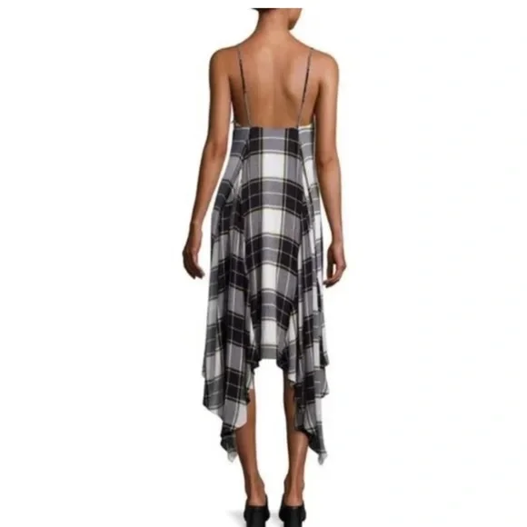 Public School Lilu Draped Plaid Dress Size 8 Color: Black| White|Yellow Plaid - Picture 3 of 8